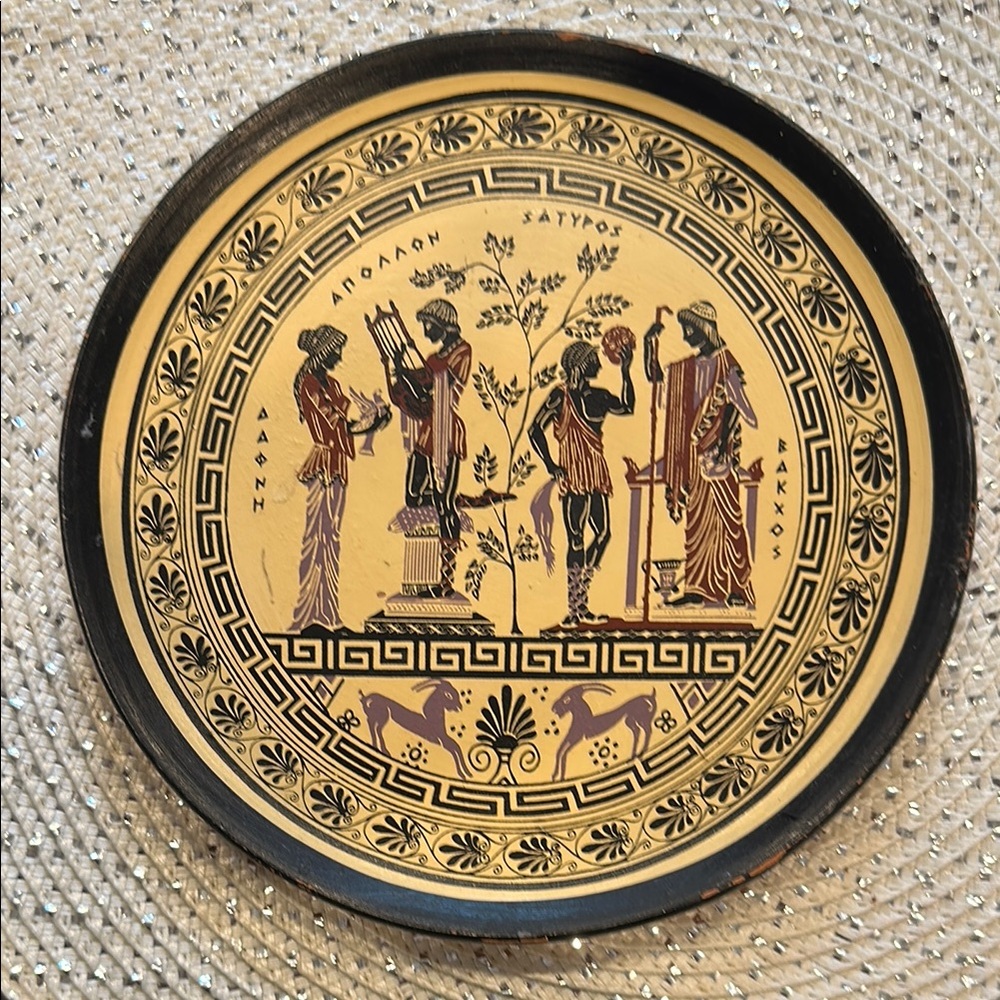 Vintage Terracotta Greek Decorative Plate Souvenir Mythology Gods Goddess (Made - Picture 3 of 12